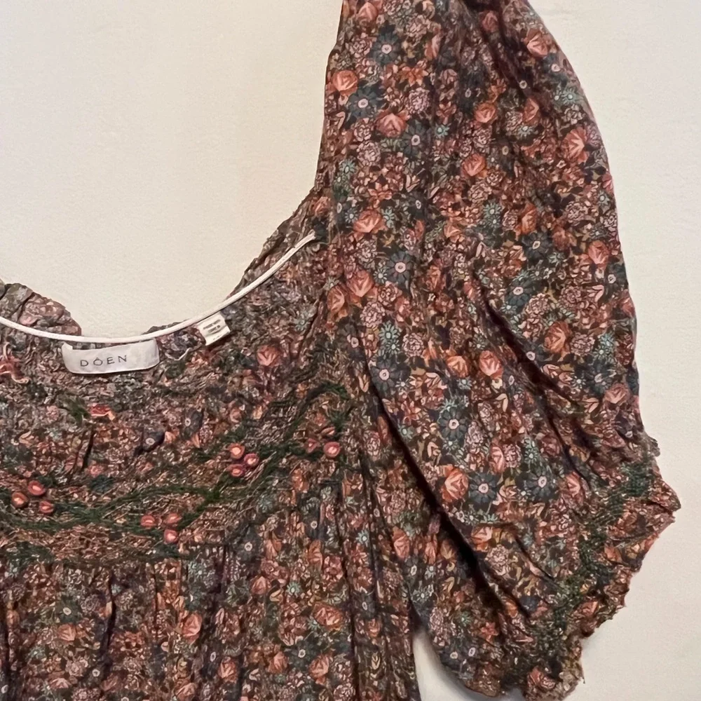 DOEN Elba Top in Yellow Laurel Canyon Rose Floral Print XL - Picture 8 of 12